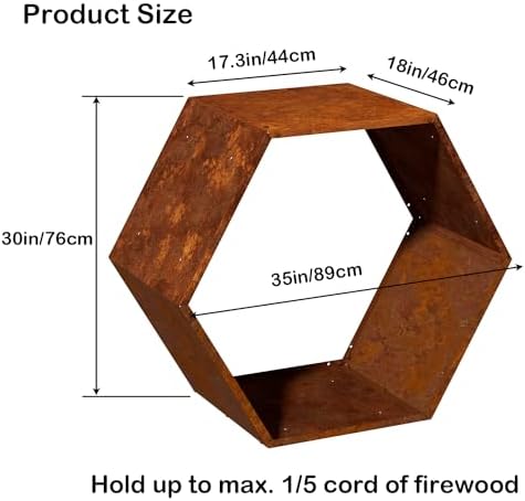 firewood log rack, heavy-duty hexagon, indoor & outdoor on a desk or shelf