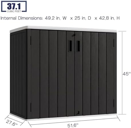 kinying outdoor horizontal storage sheds,37 cu.ft outdoor storage showing dimensions