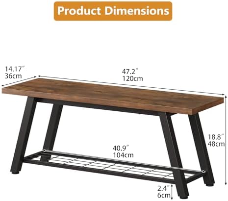 oastreeful storage bench industrial rustic wooden and metal, close-up detail