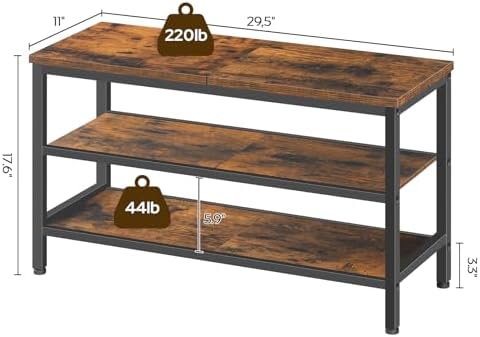 yatiney wooden shoe bench, 3-tier shoe rack, sturdy, close-up detail