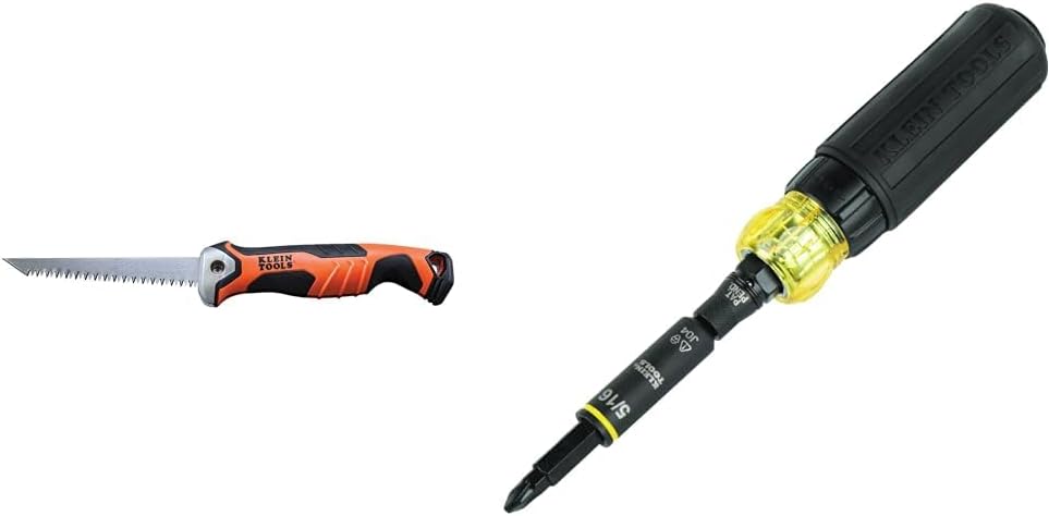 Klein Tools Folding Jab Saw 31737 and 11-in-1 Ratcheting Screwdriver/Nut Driver 32500HDRT Bundle