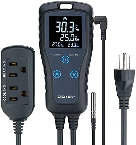 DIGITEN DTC102 Temperature Controller Outlet 2-Stage Plug in Thermostat Digital by DIGITEN