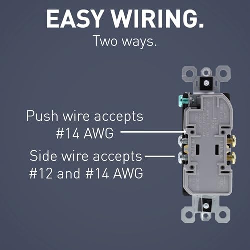 Legrand radiant 15 Amp Tamper Resistant Decorator Outlet White 1 Pack | Pass & Seymour Residential Grade, Décor Wall Outlet, Push Wire, Side Wire, Child-Safe Shutters, Duplex Receptacle