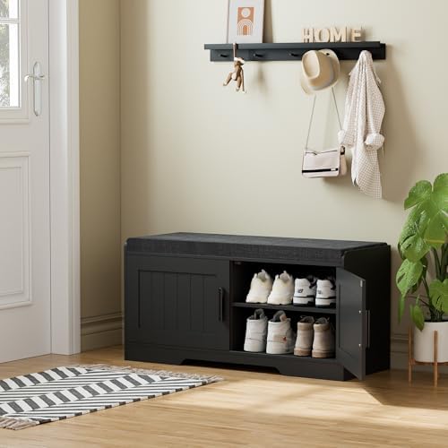 homleke shoe storage bench, 2 doors & thickened, close-up detail