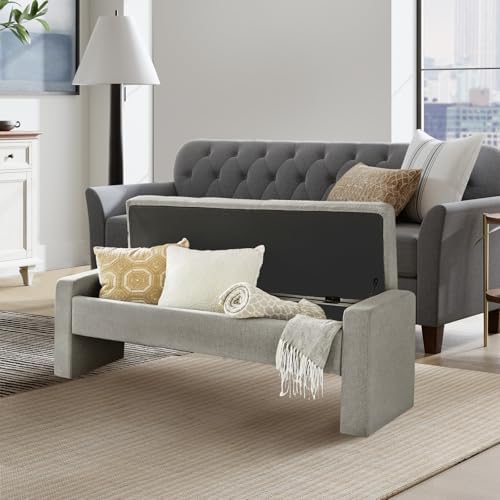 55" modern upholstered storage bench with tufted seat, package contents