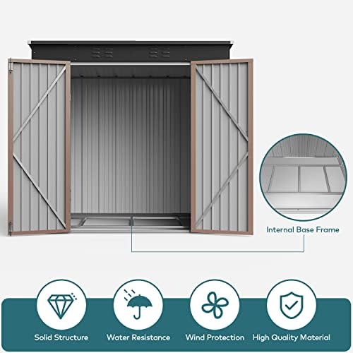gizoon 6x4 ft outdoor shed, metal garden shed on a desk or shelf