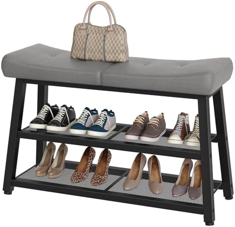 yatiney shoe bench, 3-tier shoe rack, entryway bench, view 9