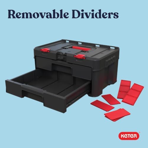 keter stack-n-roll two drawer tool box for small, view 9