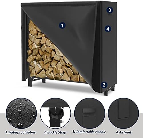 walmann 4ft firewood log rack with cover outdoor showing dimensions