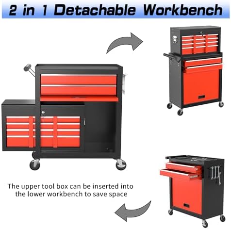 8-drawer rolling tool chest tool box,removable tool storage on a desk or shelf