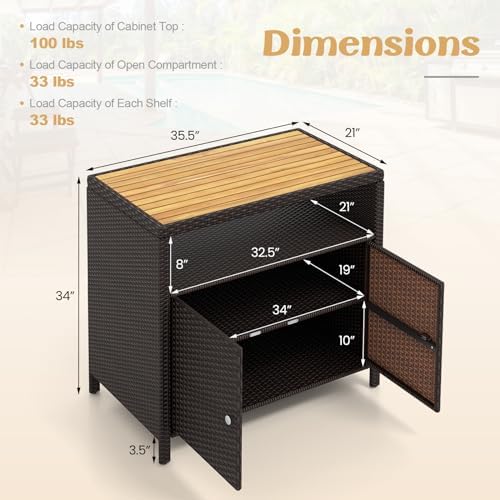 tangkula rattan outdoor storage cabinet, patiojoy outdoor cabinet, close-up detail