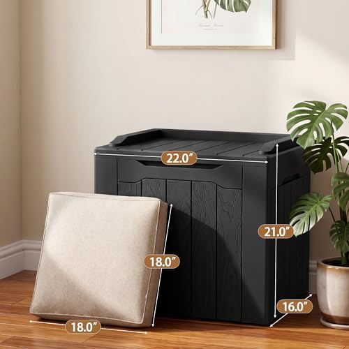 jummico 31 gallon resin deck box waterproof outdoor, side view
