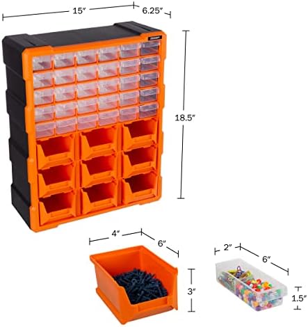 stalwart plastic storage drawers - 39-drawer screw organizer shown in use