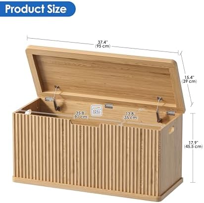 akxomel 37.4" fluted storage chest wooden storage trunk shown in use