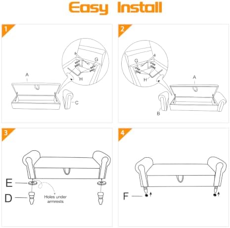60" storage bench for bedroom,end of bed bench, front angle view