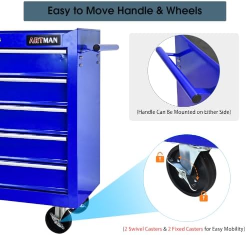 5 drawers rolling tool chest on wheels, multifunctional, package contents