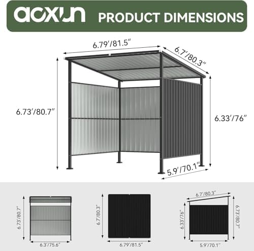 aoxun 6x6ft outdoor shed grill shed, grill gazebo shown in use