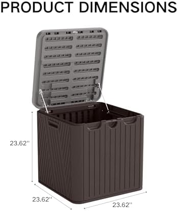 kingdura 60 gallon outdoor storage box, waterproof resin on a desk or shelf
