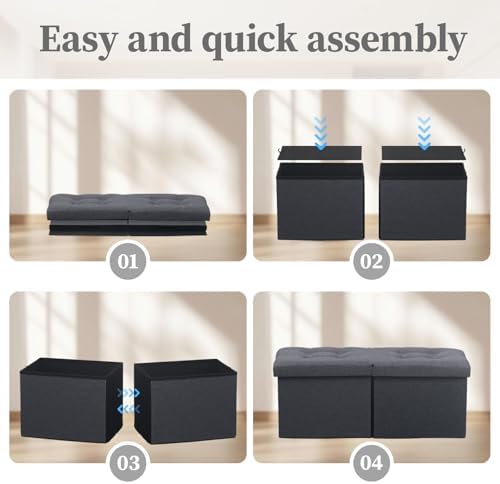 bsketa storage ottoman bench, 34" folding linen foot, package contents
