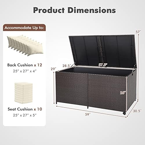 relax4life 175-gallon outdoor storage box, wicker rattan outside, package contents