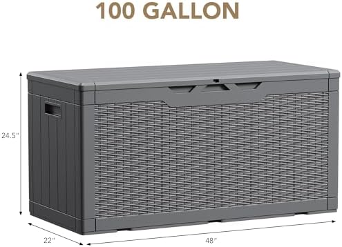 devoko 100 gallon waterproof deck box, resin large, package contents