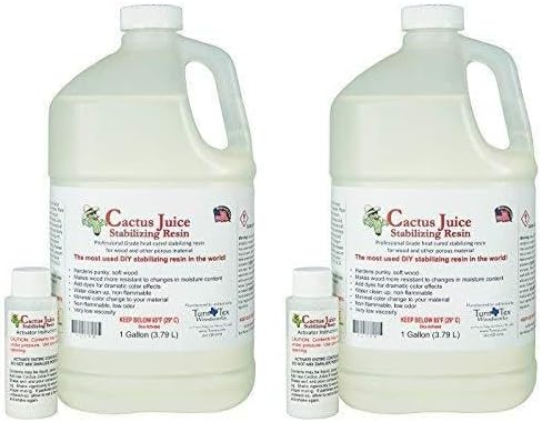BVV Cactus Juice Stabilizing Resin for Woodworking - Cures & Hardens Soft Wood for DIY Projects, Carpentry - 1 Gallon Cactus Juice Resin - Activator Included
