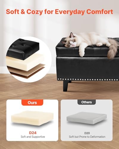 vevor button-tufted storage ottoman bench, pu leather bench, package contents