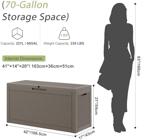 outdoor storage box, resin deck boxes indoor and shown in use