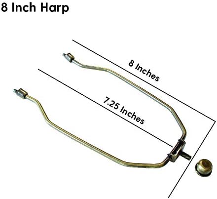 Complete Lamp Harp Set (2 Pack) - Antique Brass 8" Harp for 9" to 10" Lampshade - Includes Saddle Holder Base & Finial - Converter for Table and Floor Lamps