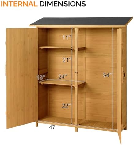vingli upgraded outdoor wooden storage shed, extra large, front angle view