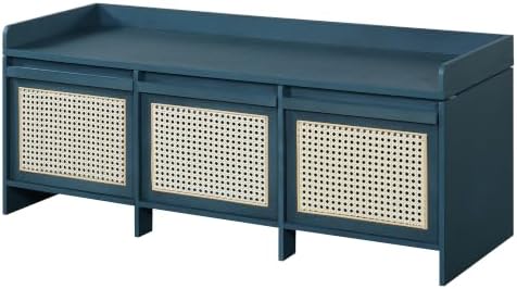 softsea 48" shoe storage bench with cushion, 2-tier, front angle view
