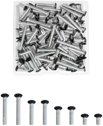 100 Pcs Wall Plate Screws, Outlet Plate Screw, 4 Length | 3/8", 1/2", 3/4", 1 inch, 6-32 Thread, Outlet Screws (Black)