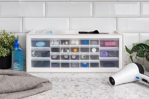 iris usa 26-drawer teacher toolbox, building bricks craft shown in use