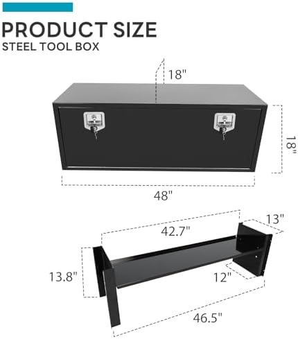 48 inch steel black underbody truck tool box shown in use