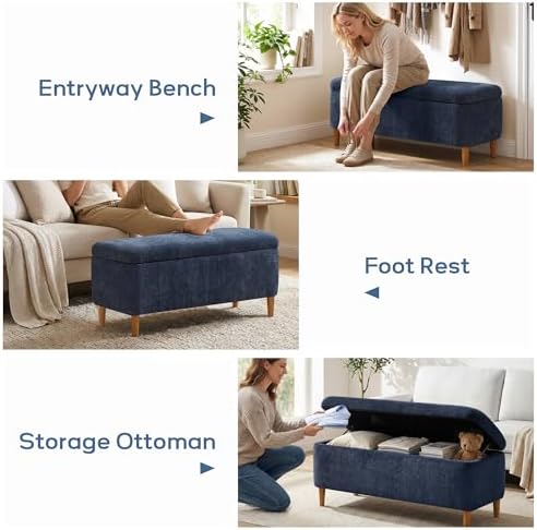 39.4" ottoman with storage upholstered storage bench for, front angle view