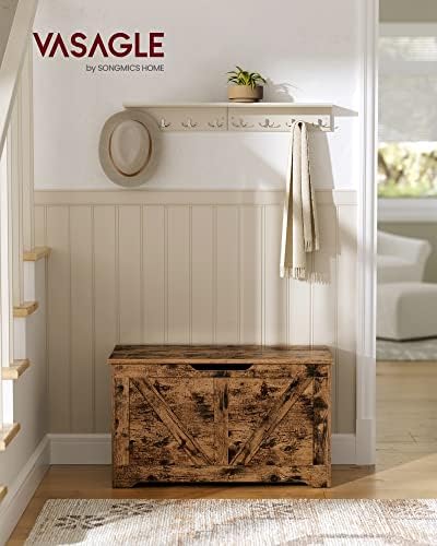 vasagle storage chest with 2 safety hinges, 15.7 shown in use