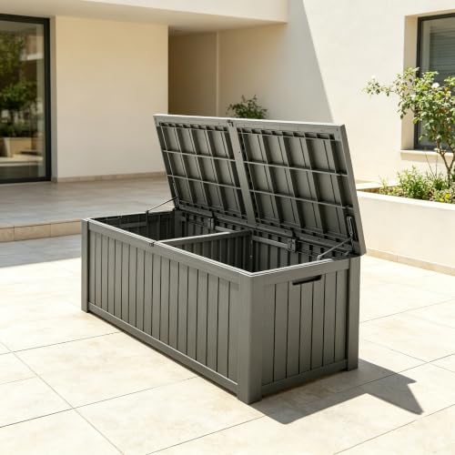 fancyango 220 gallon large outdoor storage deck box, close-up detail