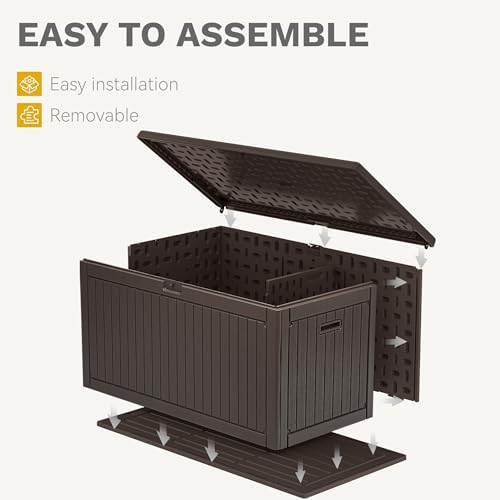 dwvo 320 gallon resin outdoor storage box, xxl showing dimensions