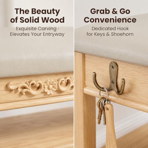 shoe rack bench entryway storage with leather cushion, package contents
