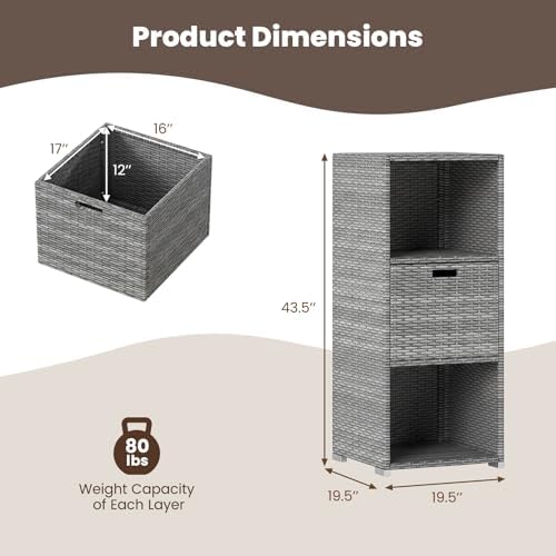 tangkula rattan outdoor storage cabinet, patiojoy outdoor wicker, package contents