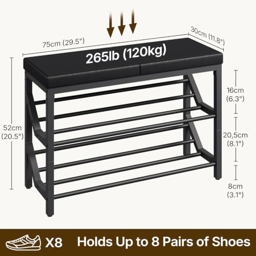 yatiney shoe bench with cushion, entryway bench with shown in use