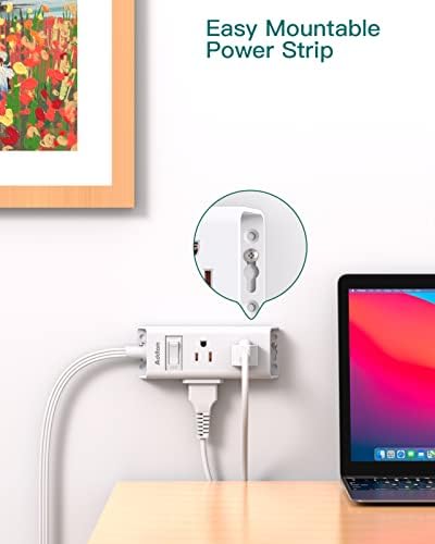 Cruise Essentials - Flat Plug Power Strip, Addtam 5 ft Ultra Flat Extension Cord with 6 Outlets Extender, No Surge Protector for Cruise Ship, Travel, Dorm, Home Office, ETL Listed