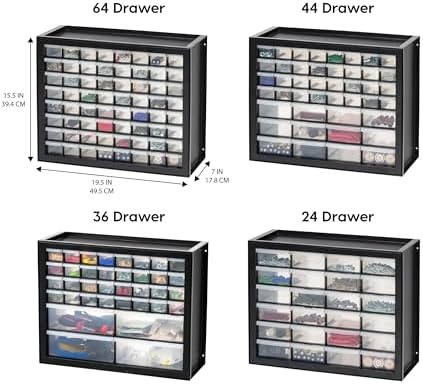 iris usa 36-drawer storage cabinet, garage tool screws, side view