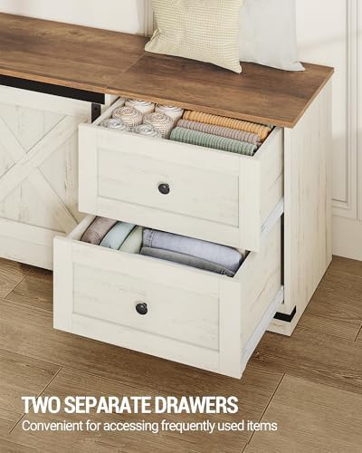 hzuaneri 59" farmhouse storage chest with 2 drawers, front angle view