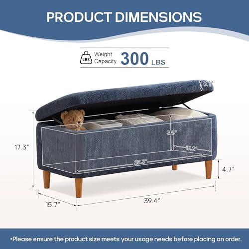 39.4" ottoman with storage upholstered storage bench for, close-up detail