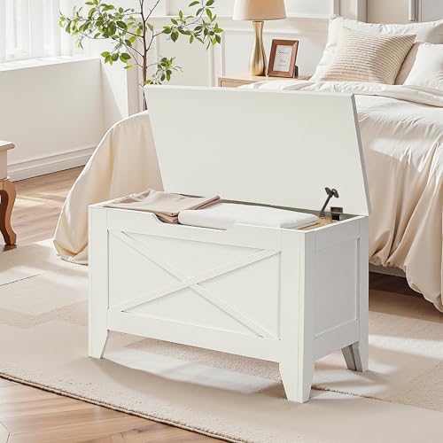 vecelo 30" storage bench, farmhouse entryway shoe ottoman on a desk or shelf