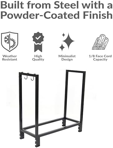 sunnydaze outdoor firewood holder with cover, 500 lb, close-up detail