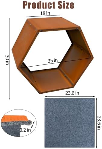 firewood rack outdoor, corten steel hexagon firewood holder, close-up detail