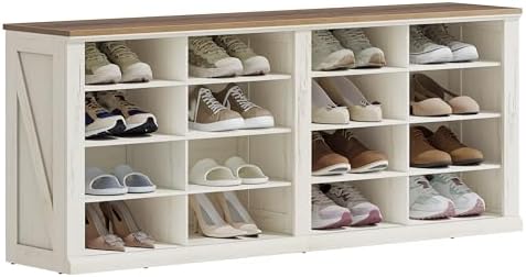 hzuaneri shoe storage bench, wooden entryway shoe benches, view 9
