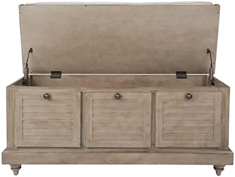 osp home furnishings dover coastal lift-top storage bench, close-up detail